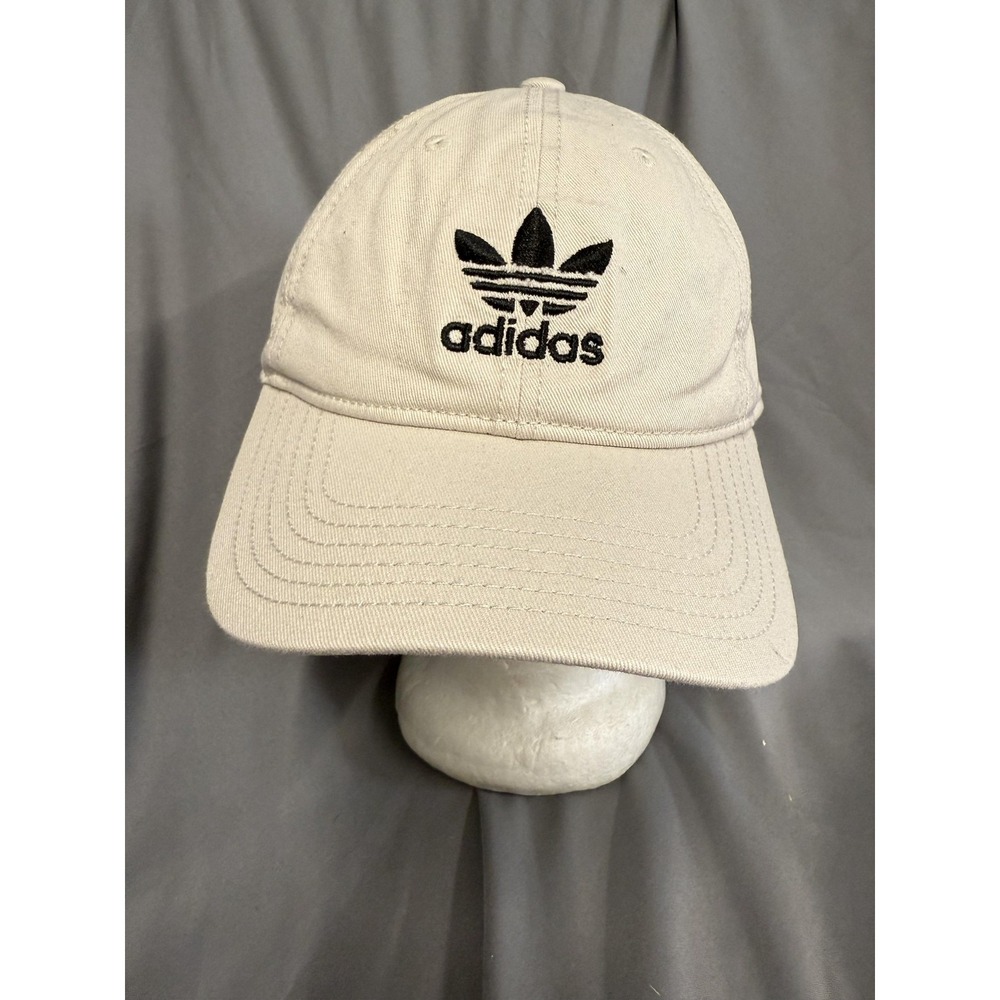 Adidas Hat Cap Strap Back White‎ Black Trefoil Embroidered Classic Mens Logo